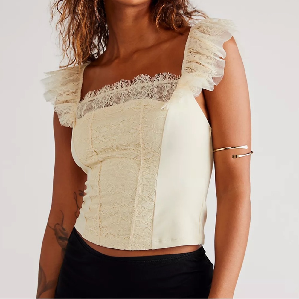 NWOT Free People Intimacy Live it up Cami lace Size Medium coquette ballet core